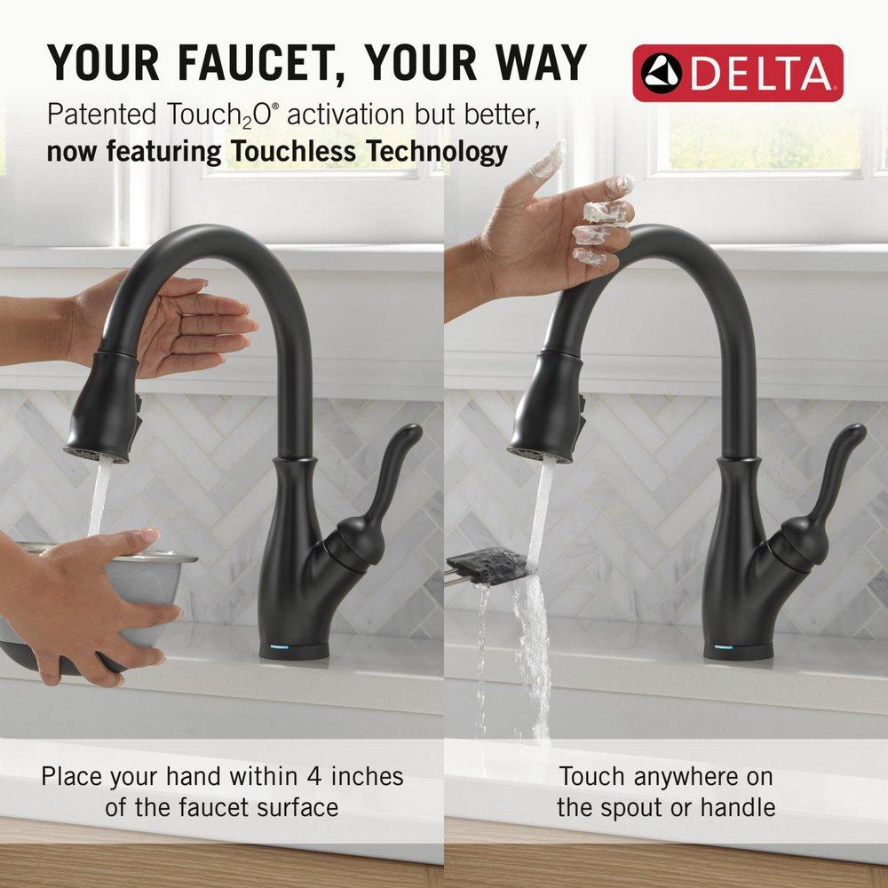 Single Handle Pull Down Touchless Kitchen Faucet with Touch Activation in Matte Black 