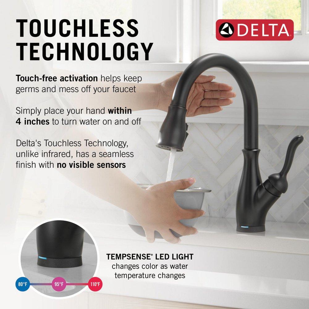 Single Handle Pull Down Touchless Kitchen Faucet with Touch Activation in Matte Black 
