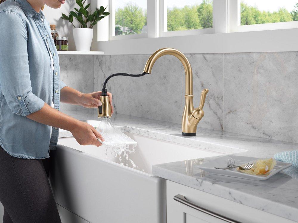 Single Handle Pull Down Touchless with Touch Activation Kitchen Faucet in Venetian Bronze 