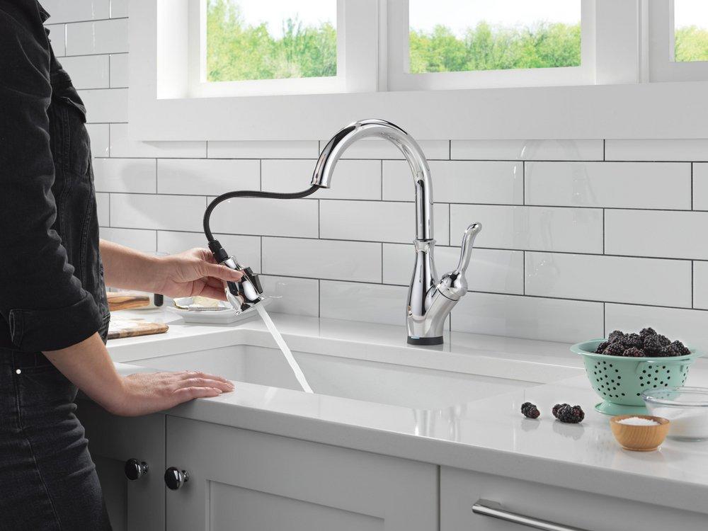 Single Handle Pull Down Touchless Kitchen Faucet with Touch Activation in Chrome 