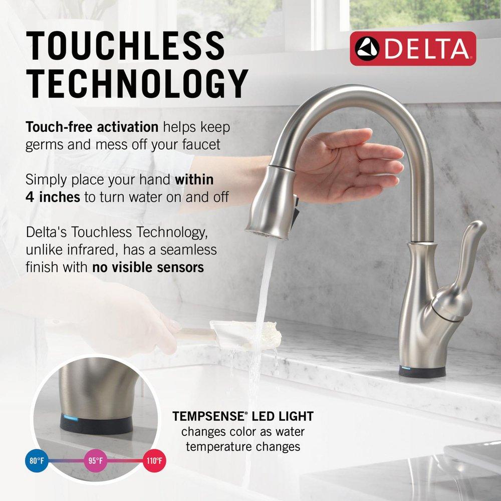 Single Handle Pull Down Touchless Kitchen Faucet with Touch Activation in SpotShield&reg; Stainless 