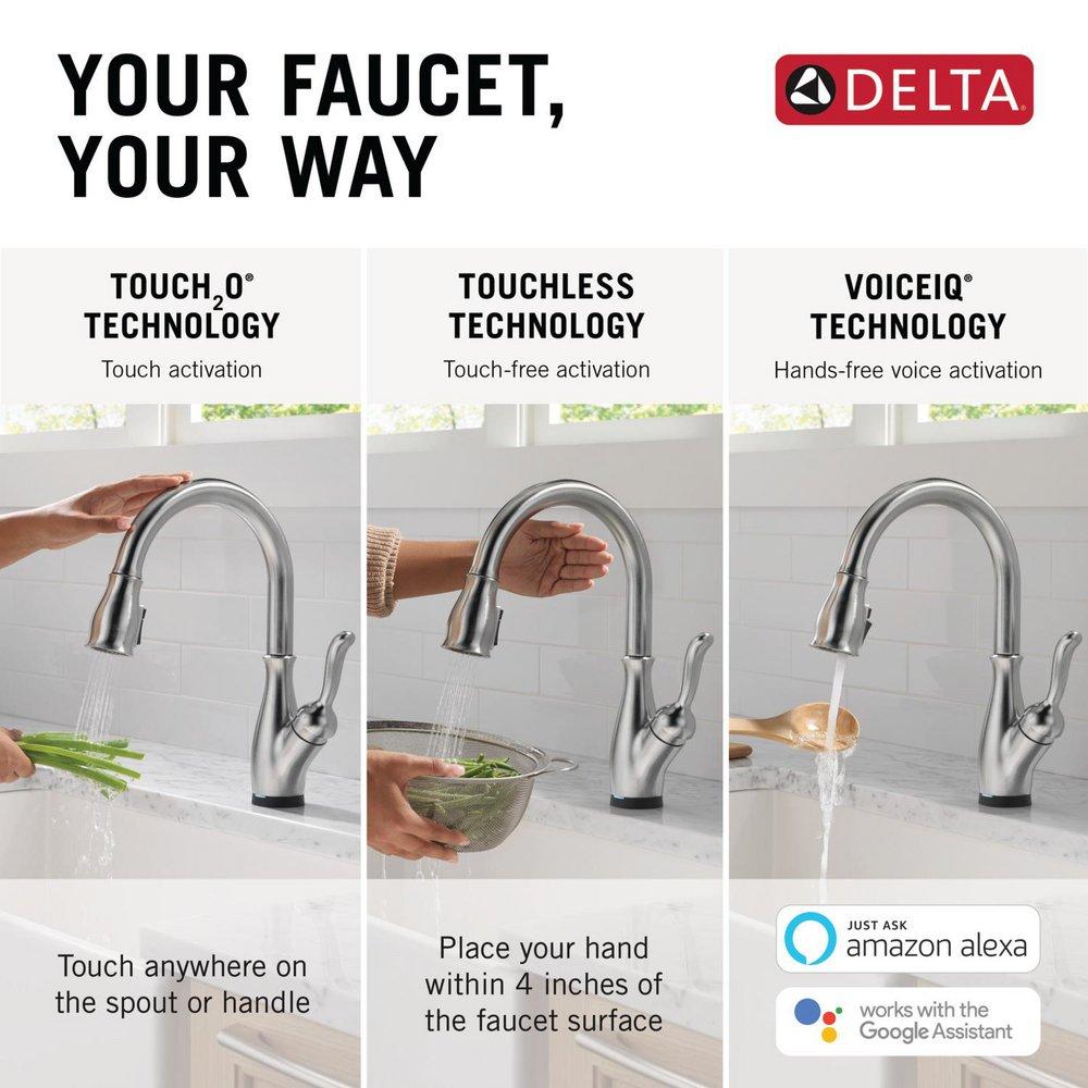 Single Handle Pull Down Touchless Kitchen Faucet with Touch and Voice Activation in Arctic Stainless 
