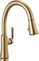 Single Handle Pull Down Kitchen Faucet in Champagne Bronze