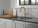 Single Handle Pull Down Kitchen Faucet in Champagne Bronze 