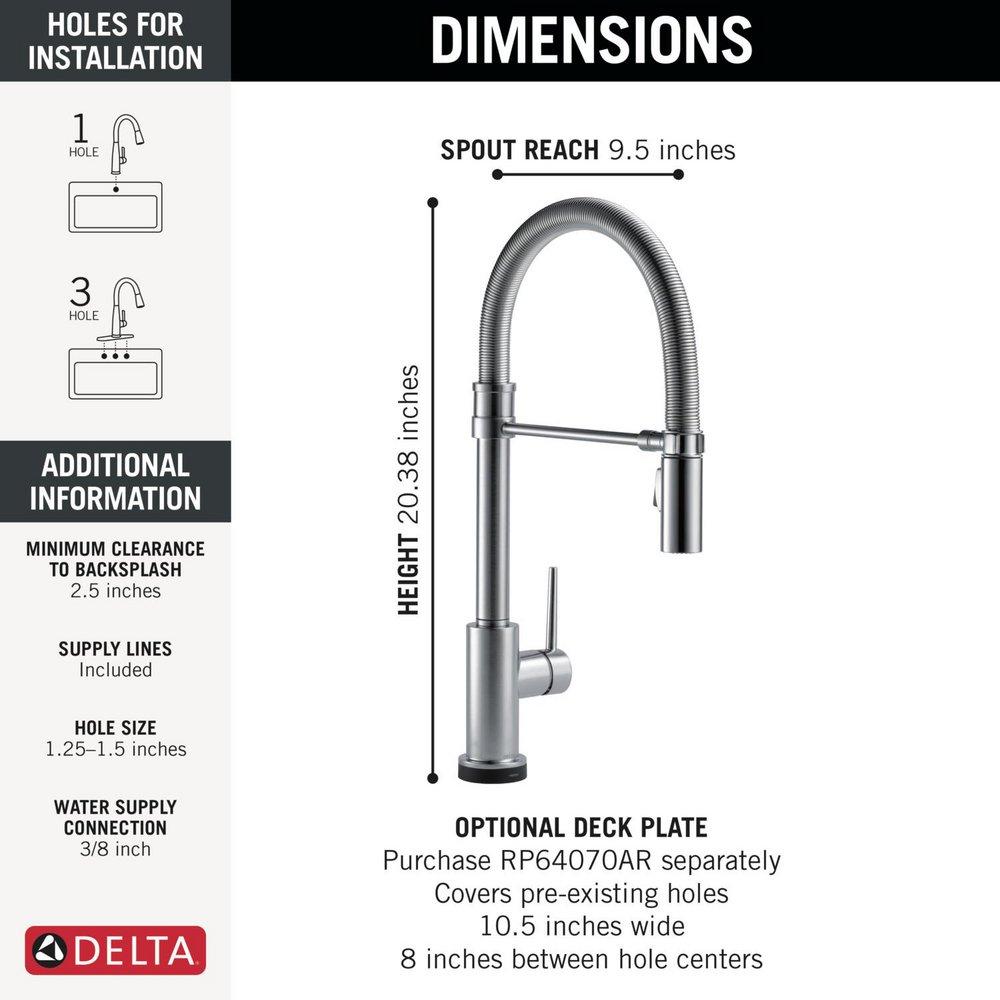 Single Handle Pull Down Kitchen Faucet with Touchless or Touch Activation in Arctic Stainless 