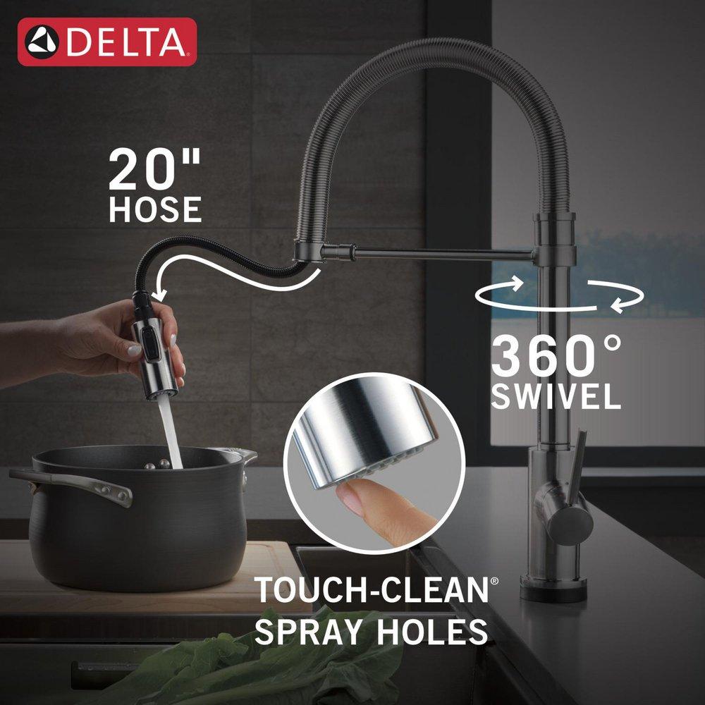 Single Handle Pull Down Kitchen Faucet with Touchless or Touch Activation in Arctic Stainless 