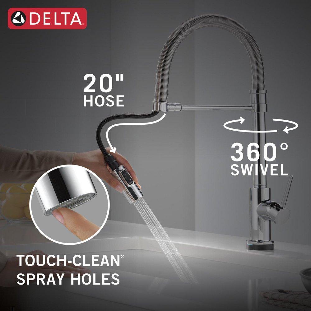 Single Handle Pull Down Kitchen Faucet with Touch Activation in Chrome 
