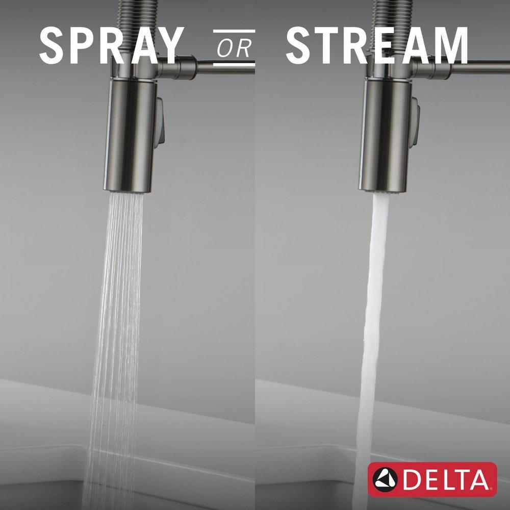 Single Handle Pull Down Kitchen Faucet with Touch Activation in Black with Stainless 