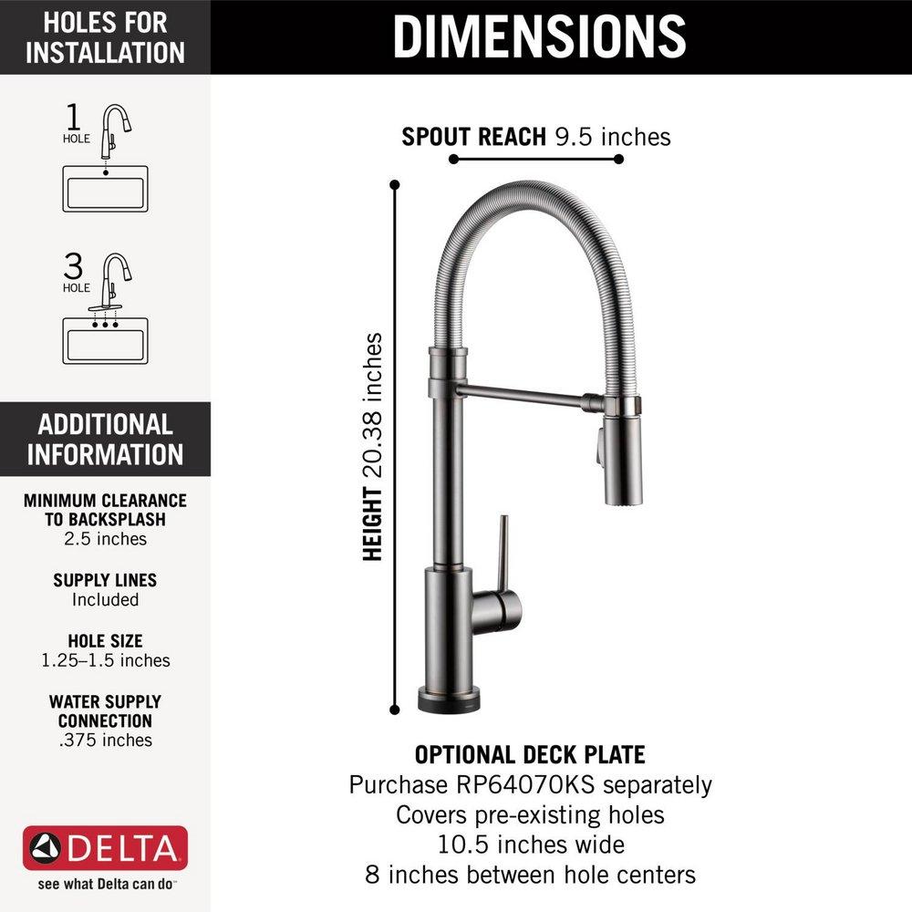 Single Handle Pull Down Kitchen Faucet with Touch Activation in Black with Stainless 