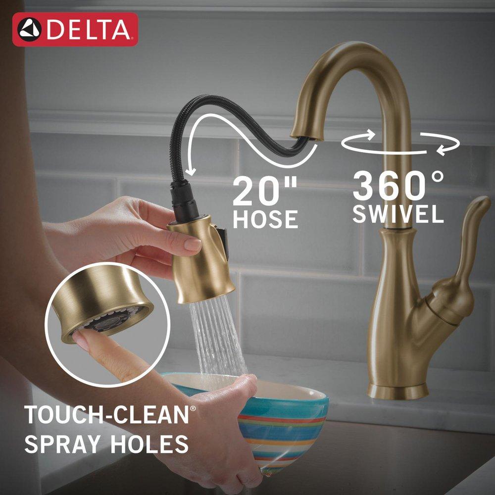 Single Handle Monoblock Bathroom Sink Faucet in Champagne Bronze 