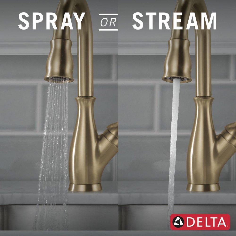 Single Handle Monoblock Bathroom Sink Faucet in Champagne Bronze 