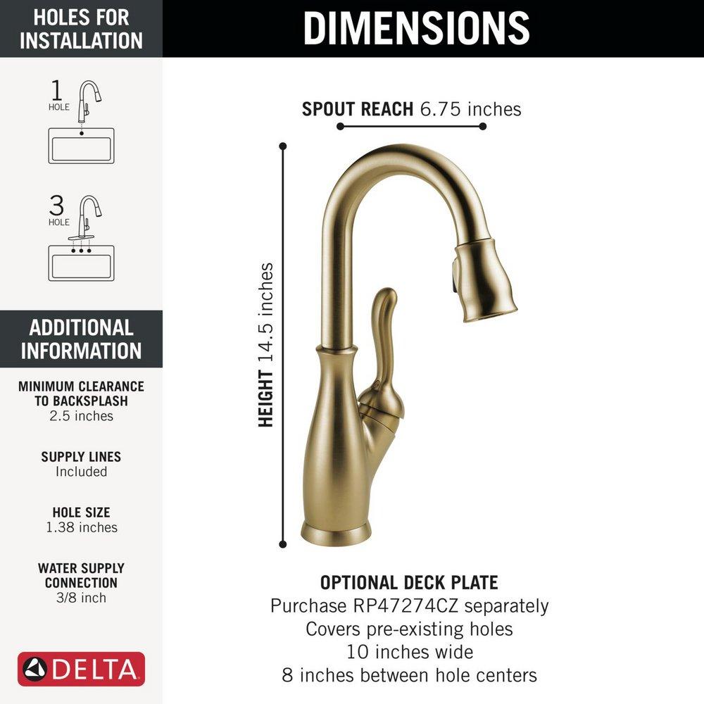 Single Handle Monoblock Bathroom Sink Faucet in Champagne Bronze 