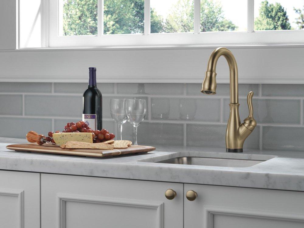 Delta Faucet Champagne Bronze Single Handle Pull Down Bar Faucet with Touch2O&reg; Technology 