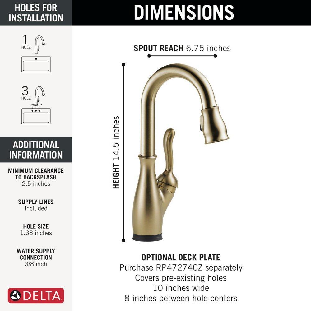 Delta Faucet Champagne Bronze Single Handle Pull Down Bar Faucet with Touch2O&reg; Technology 