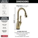 Delta Faucet Champagne Bronze Single Handle Pull Down Bar Faucet with Touch2O&reg; Technology 