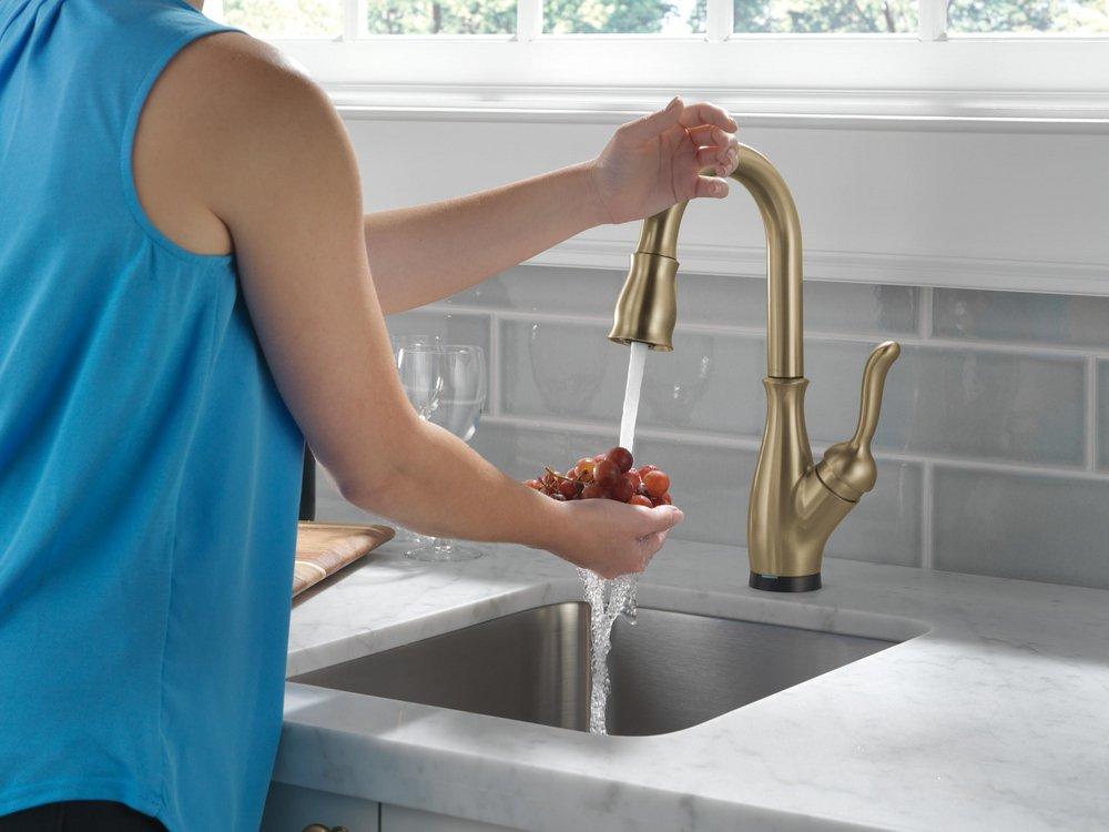 Delta Faucet Champagne Bronze Single Handle Pull Down Bar Faucet with Touch2O&reg; Technology 