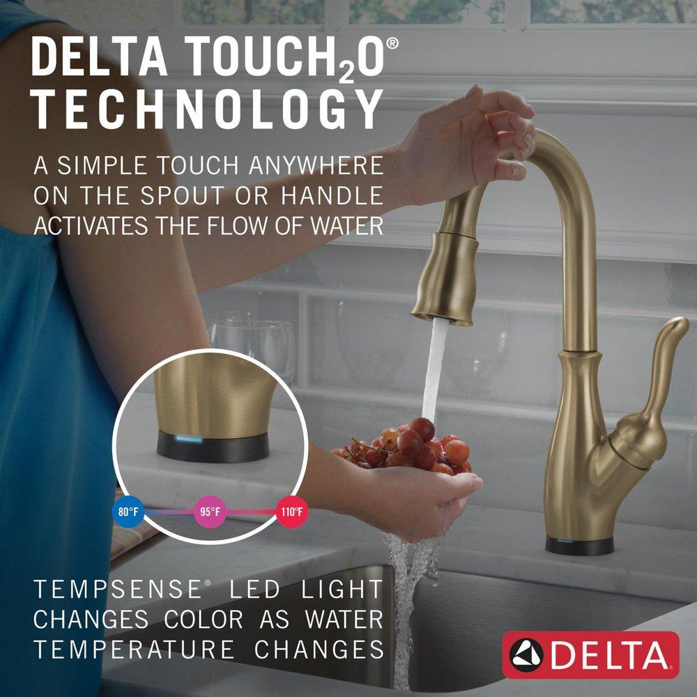 Delta Faucet Champagne Bronze Single Handle Pull Down Bar Faucet with Touch2O&reg; Technology 