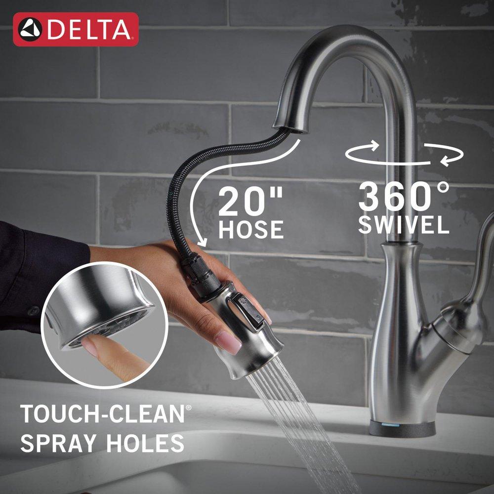 Delta Faucet Arctic Stainless Single Handle Pull Down Bar Faucet with Touch2O&reg; Technology 