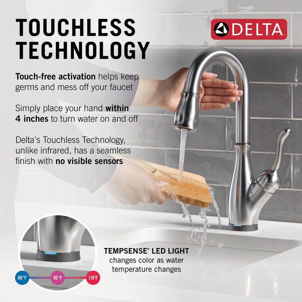 Delta Faucet Arctic Stainless Single Handle Pull Down Bar Faucet with Touch2O&reg; Technology 