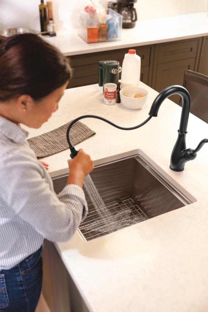 Delta Faucet Matte Black Single Handle Pull Down Bar Faucet with Touch2O&reg; Technology 