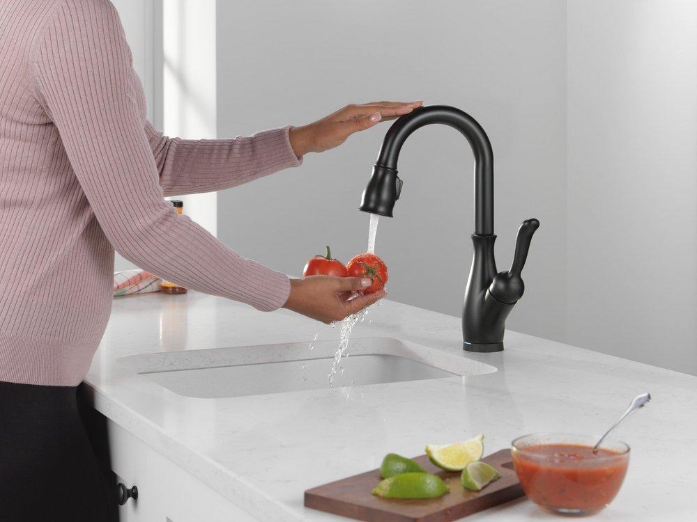 Delta Faucet Matte Black Single Handle Pull Down Bar Faucet with Touch2O&reg; Technology 