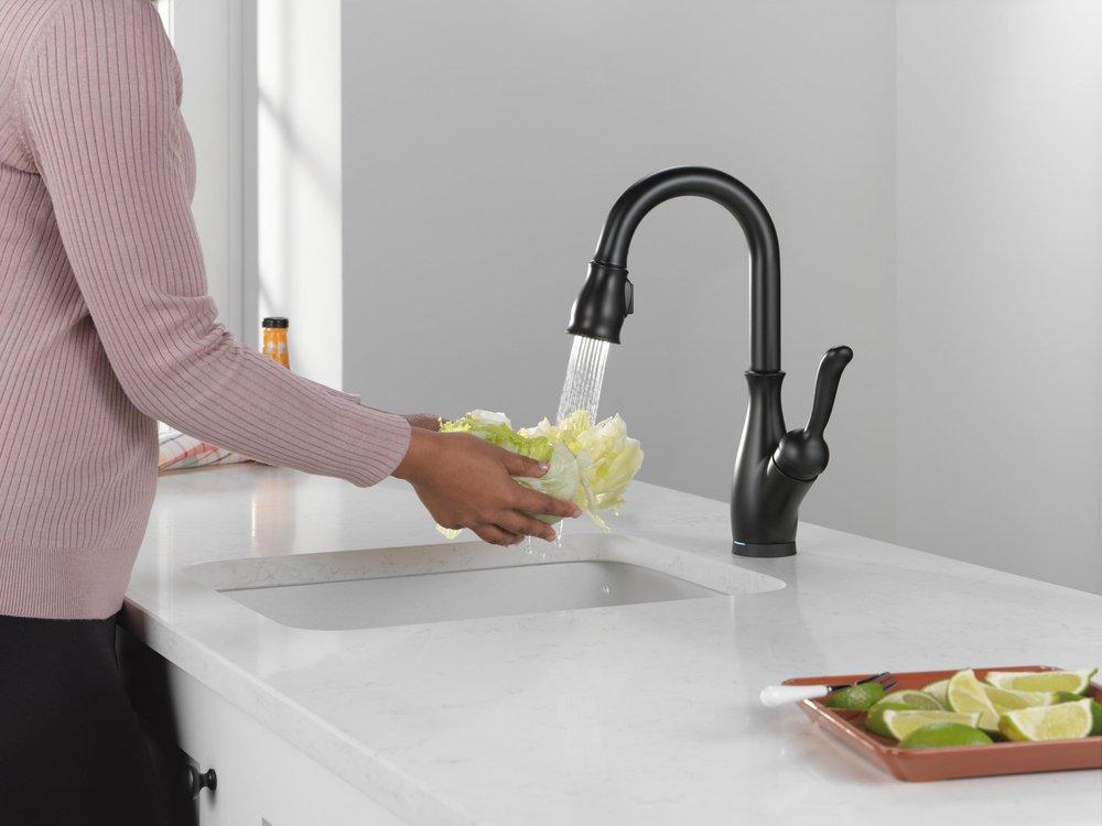 Delta Faucet Matte Black Single Handle Pull Down Bar Faucet with Touch2O&reg; Technology 