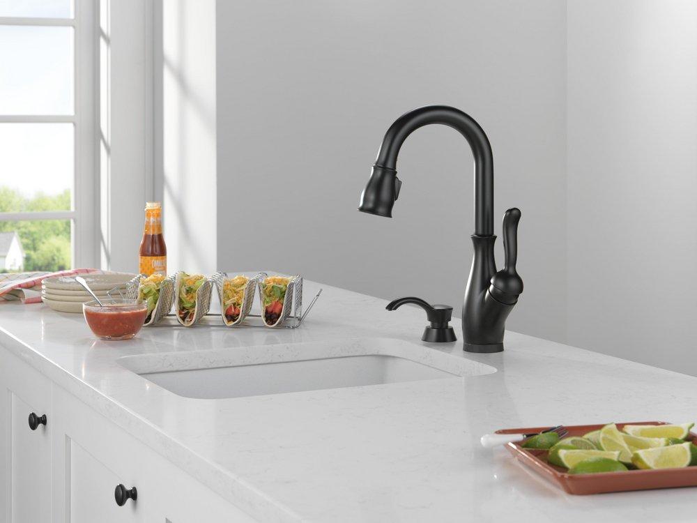 Delta Faucet Matte Black Single Handle Pull Down Bar Faucet with Touch2O&reg; Technology 