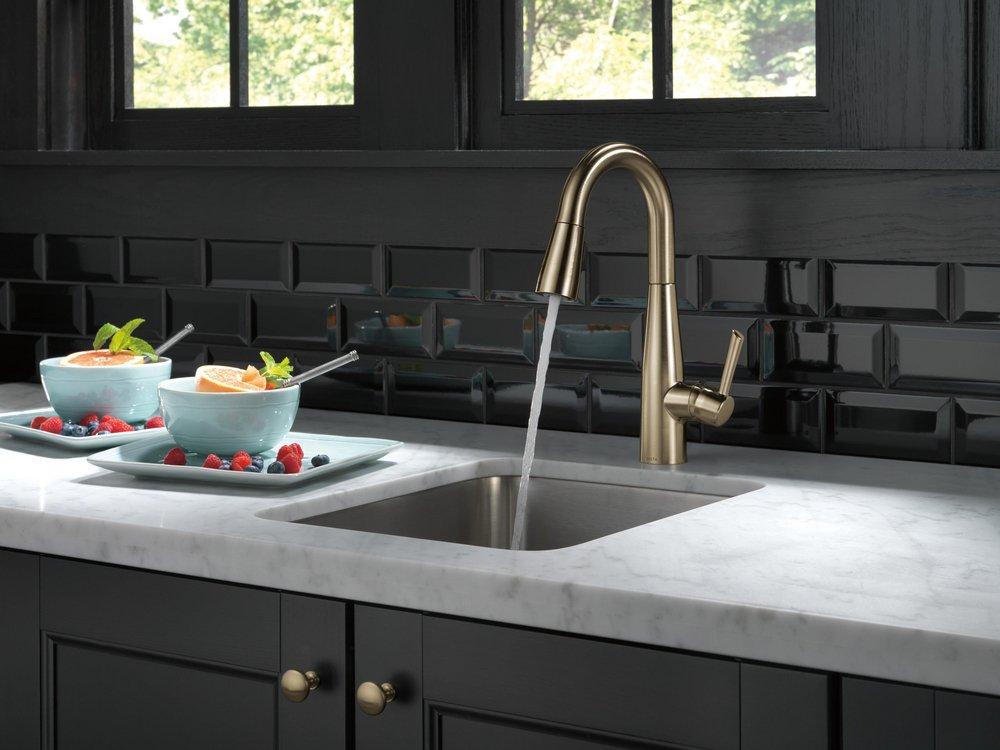 Delta Faucet Champagne Bronze Single Handle Pull Down Bar Faucet 