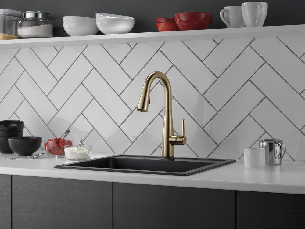 Delta Faucet Champagne Bronze Single Handle Pull Down Bar Faucet 