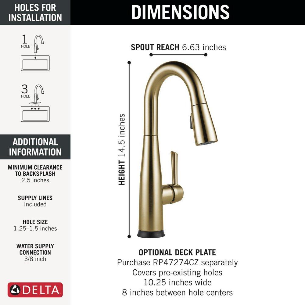Delta Faucet Champagne Bronze Single Handle Pull Down Bar Faucet 