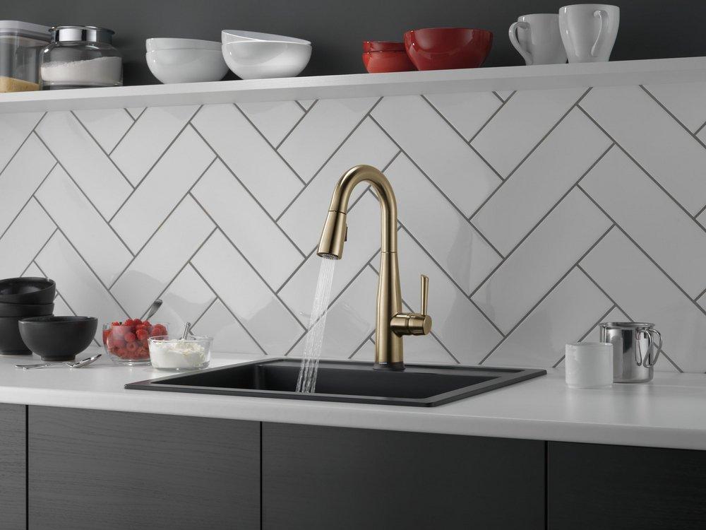 Delta Faucet Champagne Bronze Single Handle Pull Down Bar Faucet 