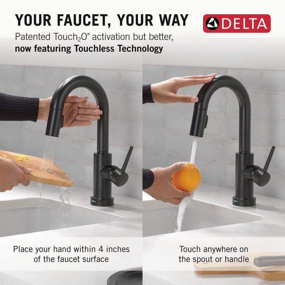Delta Faucet Matte Black Single Handle Pull Down Bar Faucet 