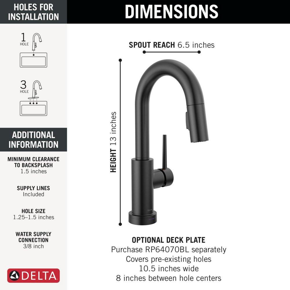 Delta Faucet Matte Black Single Handle Pull Down Bar Faucet 