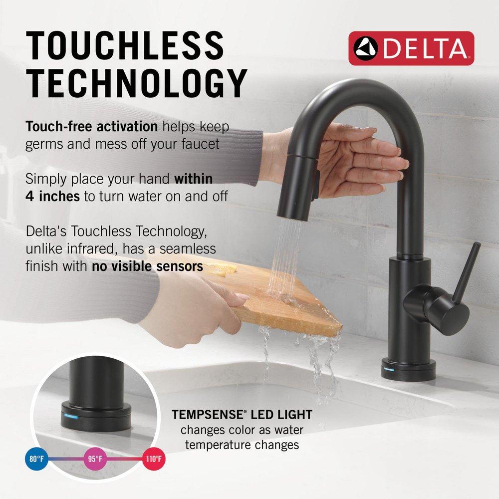 Delta Faucet Matte Black Single Handle Pull Down Bar Faucet 