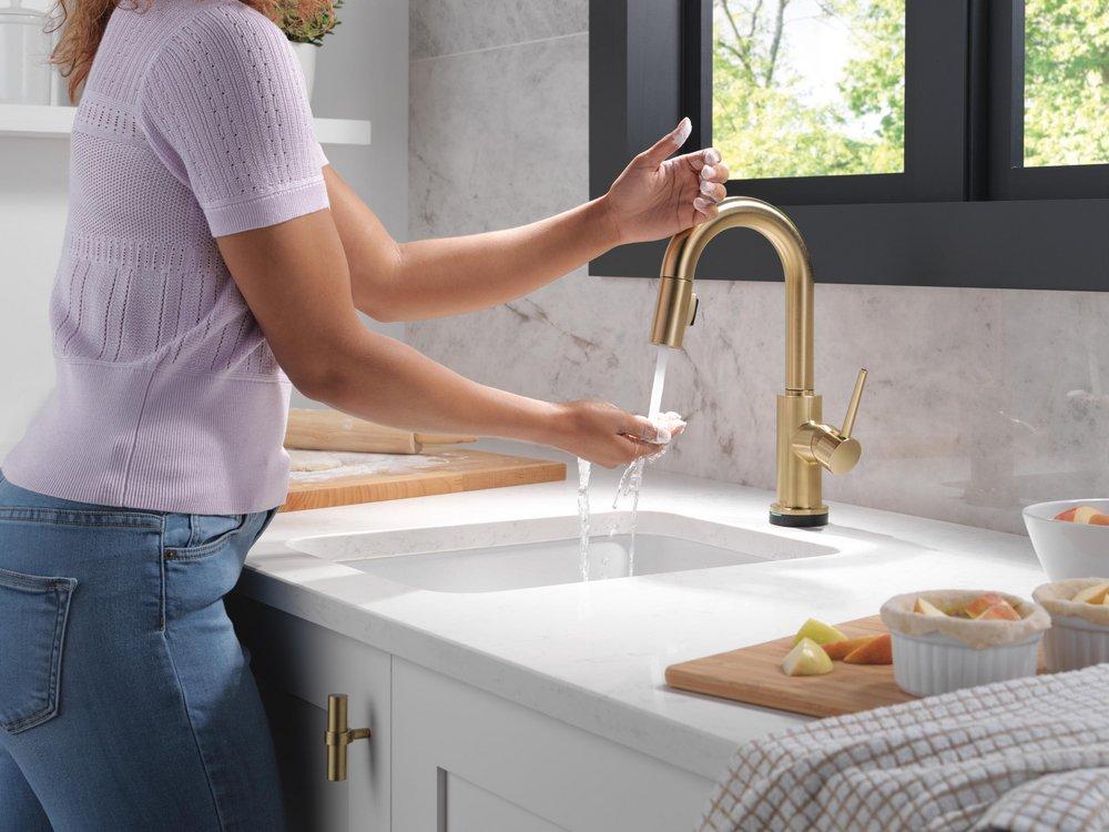 Delta Faucet Champagne Bronze Single Handle Pull Down Bar Faucet 