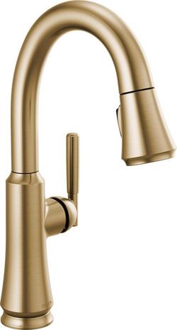 Single Handle Pull Down Bar Faucet in Champagne Bronze