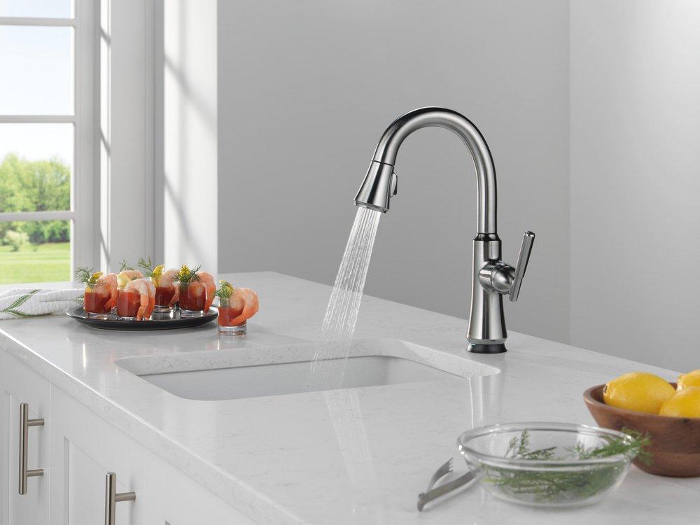 Delta Faucet Arctic Stainless Single Handle Pull Down Bar Faucet with Touch2O&reg; Technology 
