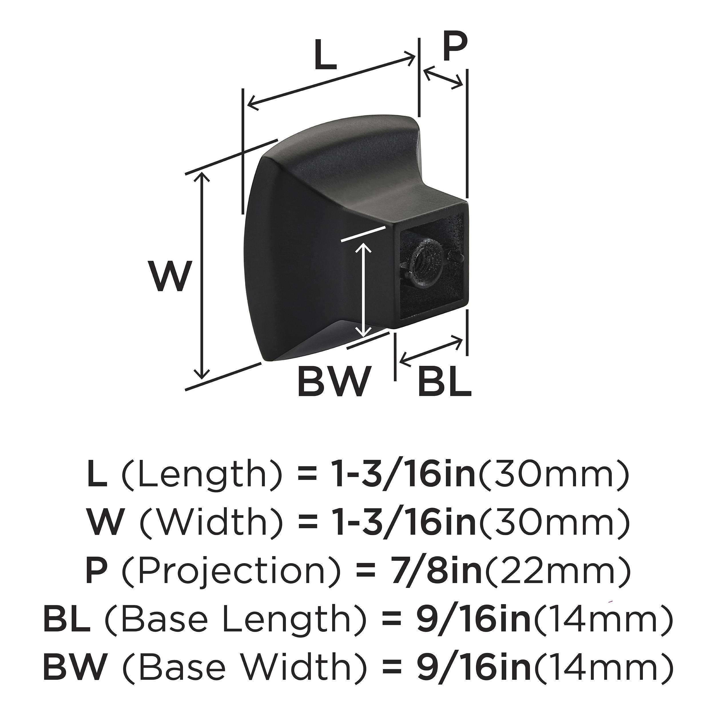Amerock Matte Black 1-9/16 in. Square Knob 