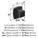 Amerock Matte Black 1-9/16 in. Square Knob 