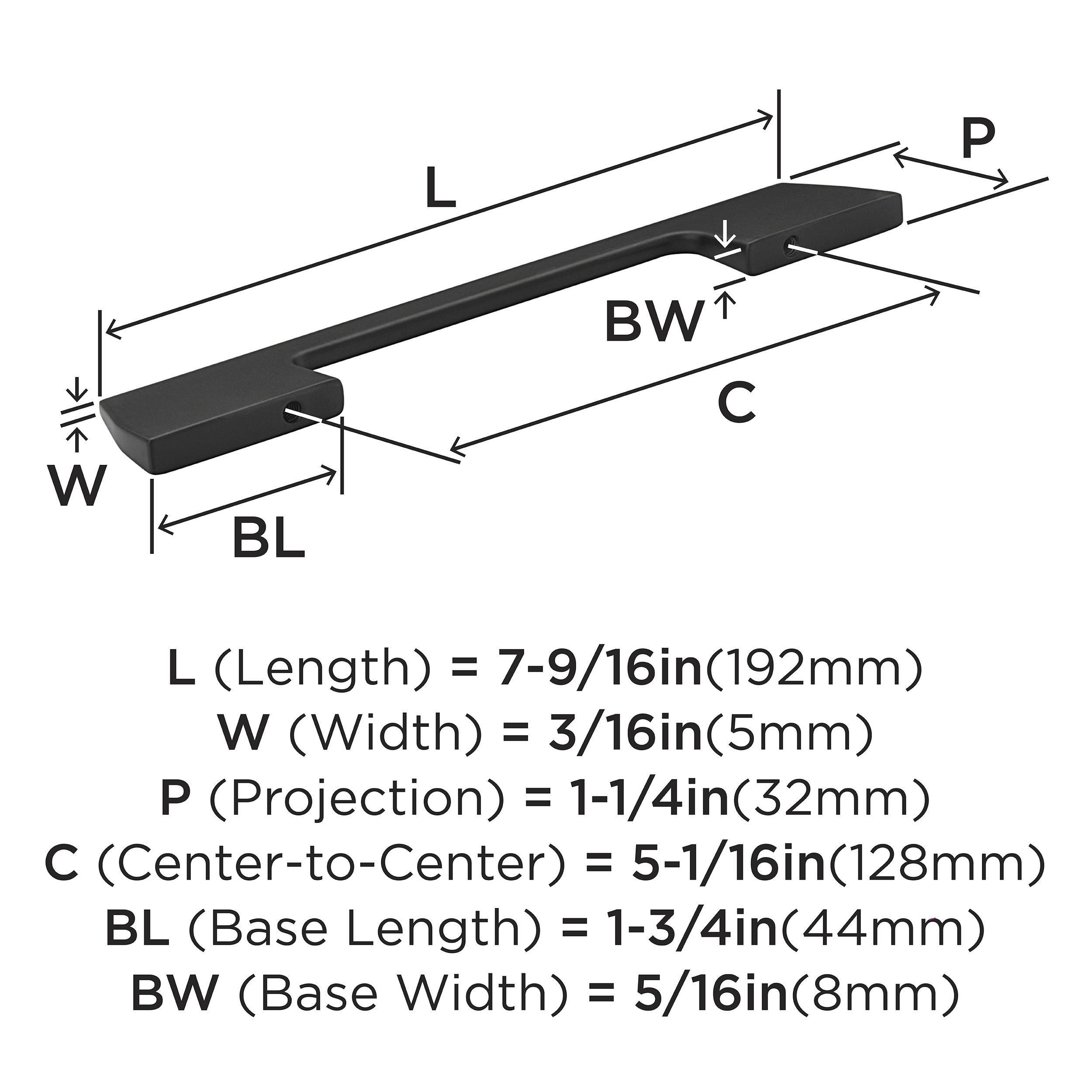 Amerock Matte Black 5-1/16 in. Center-to-Center Pull 
