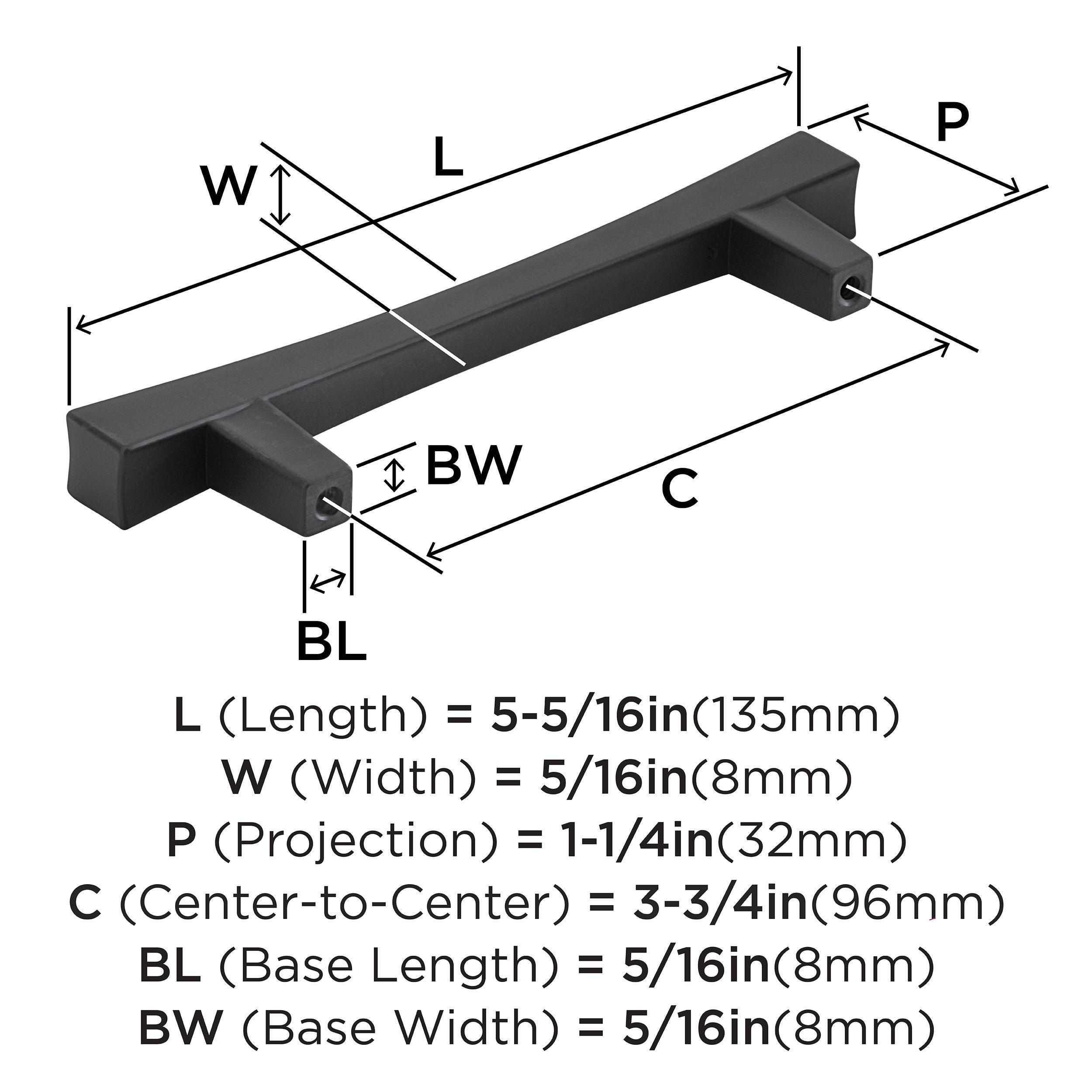 Amerock Matte Black 3-3/4 in. Center-to-Center Bar Pull 