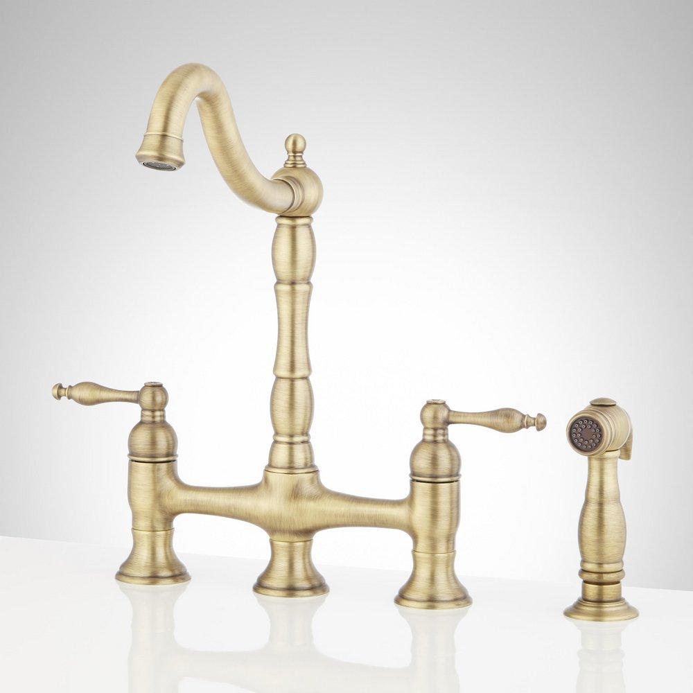 Signature Hardware Delacour 1.75 GPM Double Handle Bridge Kitchen