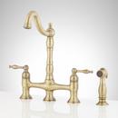 Two Handle Bridge Kitchen Faucet in Aged Brass