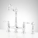 Two Handle Pull Down Bridge Kitchen Faucet in Chrome