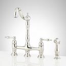 Two Handle Pull Down Bridge Kitchen Faucet in Polished Nickel