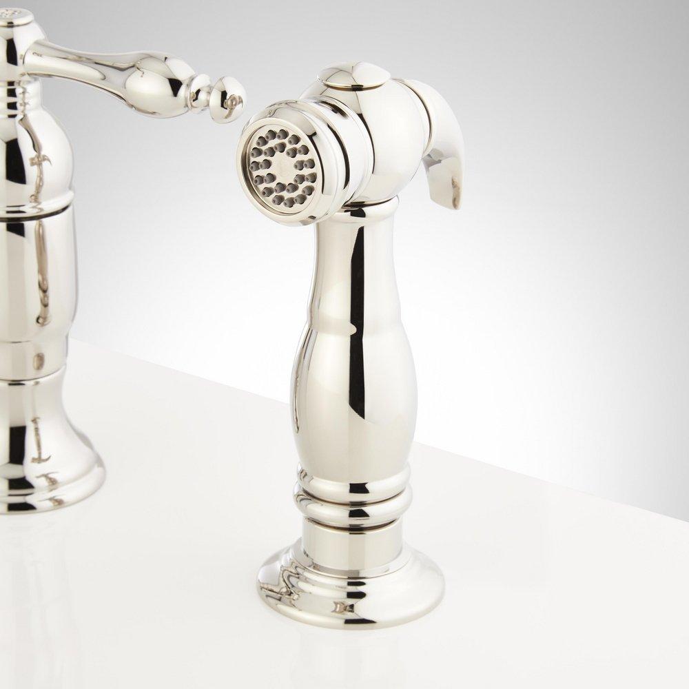 Signature Hardware Polished Nickel Two Handle Pull Down Bridge Kitchen Faucet 