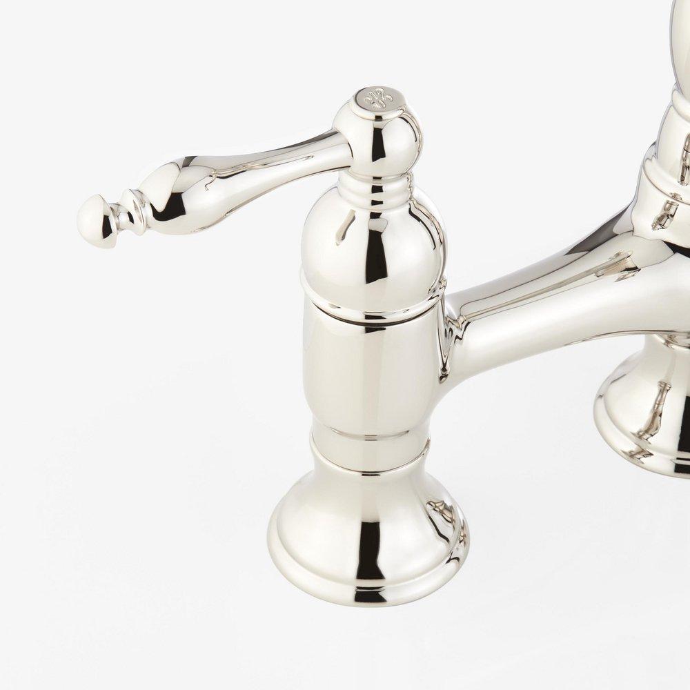 Signature Hardware Polished Nickel Two Handle Pull Down Bridge Kitchen Faucet 