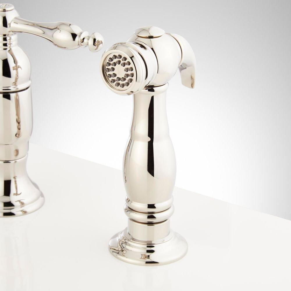Signature Hardware Polished Nickel Two Handle Pull Down Bridge Kitchen Faucet 