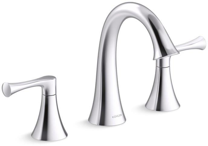 KOHLER Polished Chrome Two Handle Widespread Bathroom Sink Faucet 