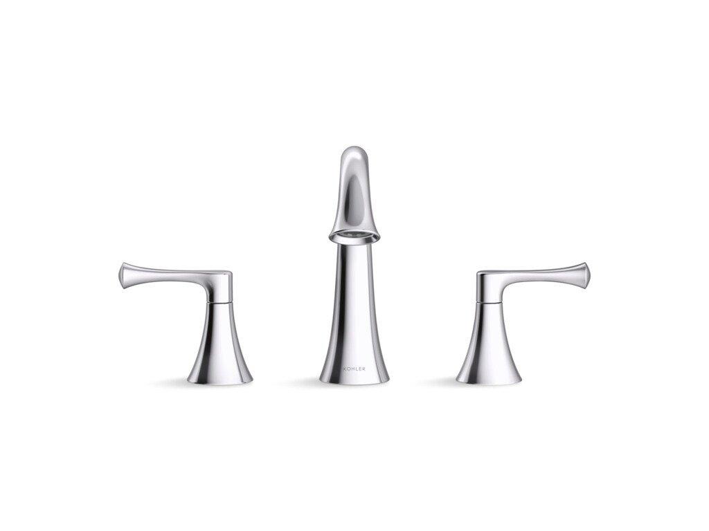 KOHLER Polished Chrome Two Handle Widespread Bathroom Sink Faucet 